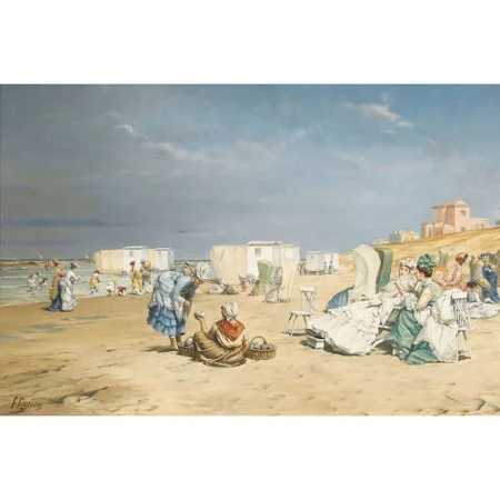 Belebte Strandpartie