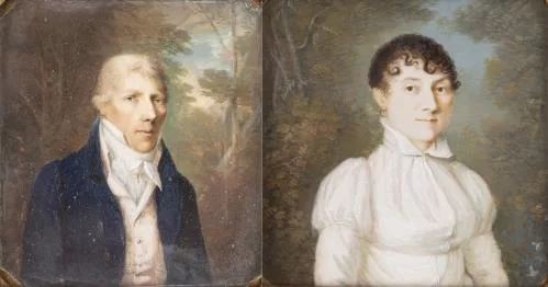 Frédéric Frégevize — Friedrich Fregevize (1770-1849) attribué à, paire de miniature sur ivoire