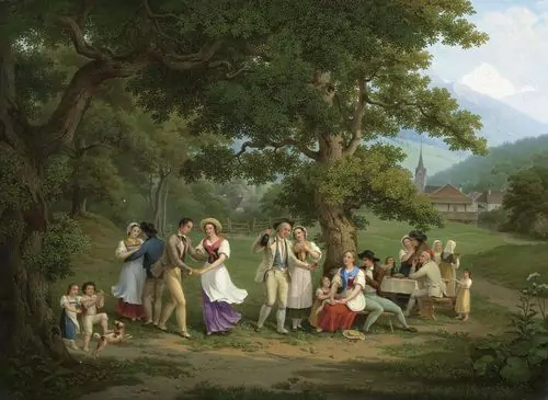 FREDERIC FREGEVIZE — Ländliche Festgesellschaft. 1827. — Koller Auktionen