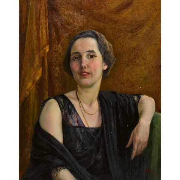 Frédéric Rouge — Porträt einer sitzenden Dame.