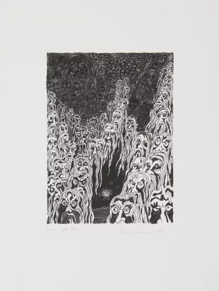 Friedrich Dürrenmatt — 3 Blätter: Steingott; Kreuzigung; Götter, aus "Selbstgespräch", 1990