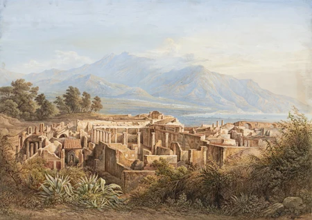 Vue sur les Ruines et baie de Naples