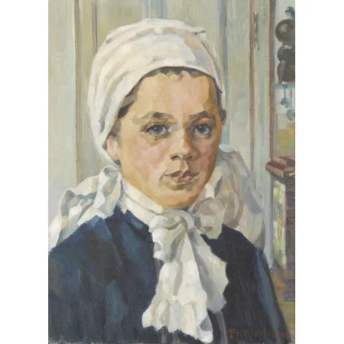Friedrich Kaufmann — Porträt einer jungen Frau mit Kopftuch.