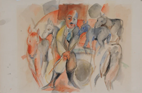 Friedrich Kuhn — Pferdedompteur in der Manege , (Entwurf), ca. 1953