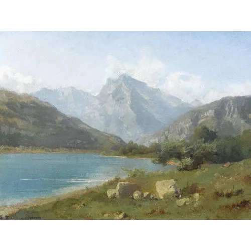 Friedrich R. Zimmermann — Sommerliche Landschaftspartie mit Bergsee.