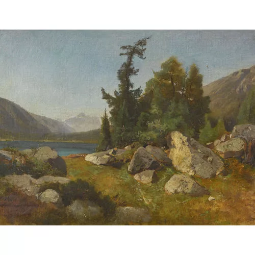 Friedrich R. Zimmermann — Sommerlicher Bergsee mit Bauer.