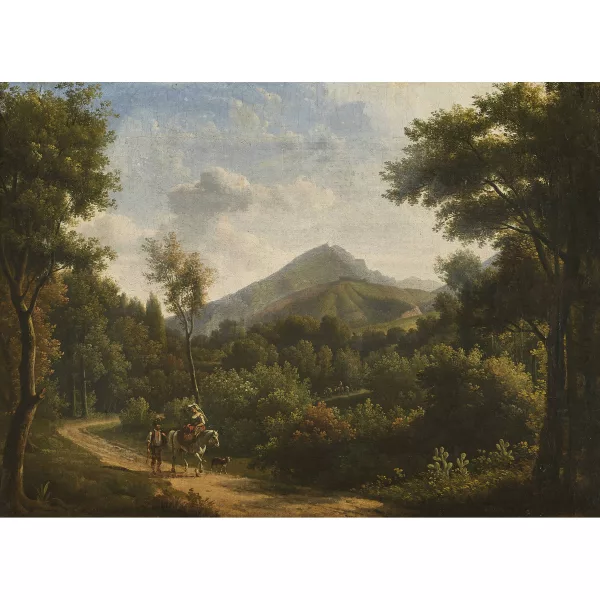 Friedrich Salathé — Südliche Berglandschaft mit Bauernpaar.