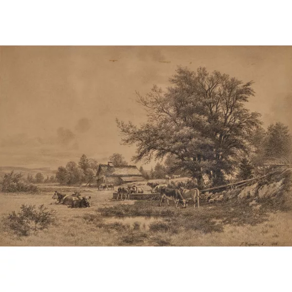 Fritz Edouard Huguenin-Lassauguette — Kühe auf der Weide.