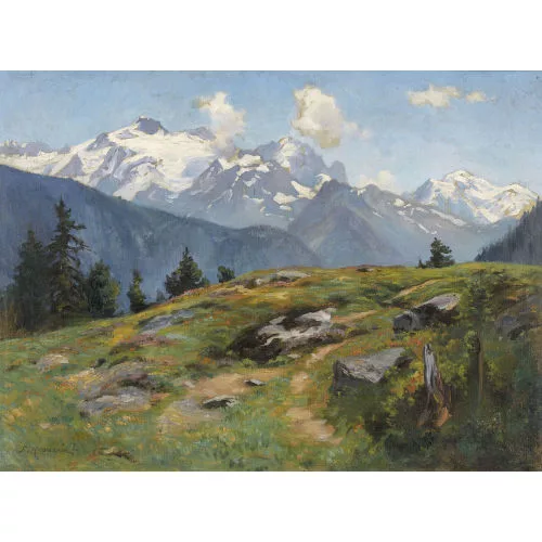 Fritz Edouard Huguenin-Lassauguette — Walliser Bergansicht.