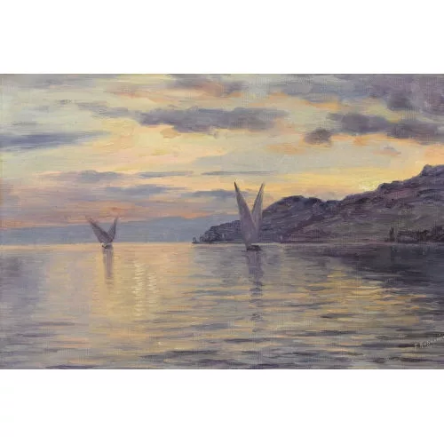 Fritz Edouard Huguenin-Lassauguette — Genfersee im Abendlicht.