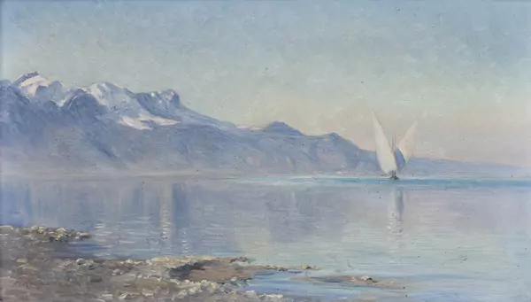 Fritz Edouard HUGUENIN-LASSAUGUETTE (1842-1926), "Lac Léman", huile — DognyAuction