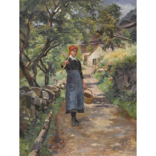 Fritz Edouard Huguenin-Lassauguette — "Paysanne au Cerneaux".
