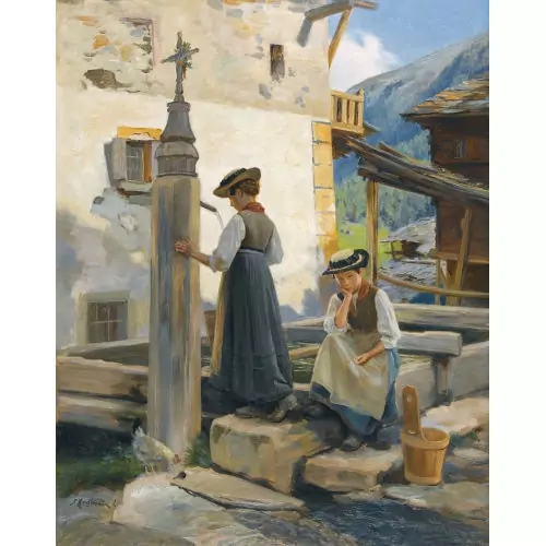 Valaisannes à la fontaine