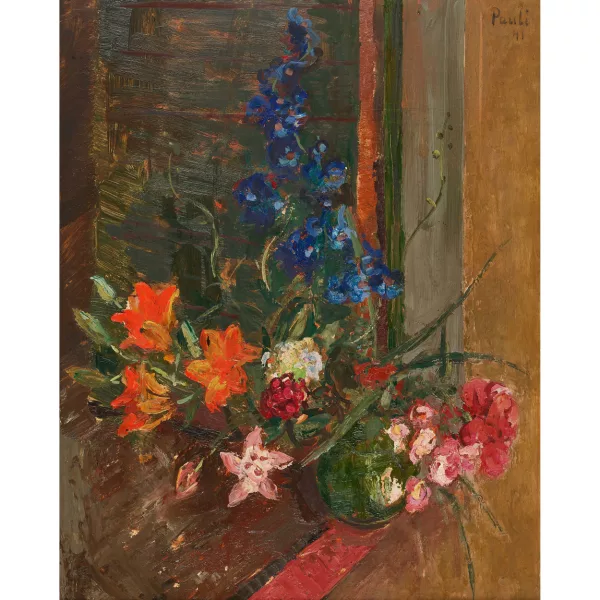 FRITZ EDUARD PAULI — Blumen auf der Fensterbrüstung.