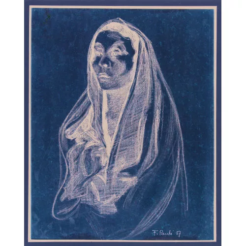FRITZ EDUARD PAULI — Porträt einer Frau mit Kopftuch.