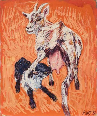 FRITZ HUG — Ziegen. 1981. — Koller Auktionen