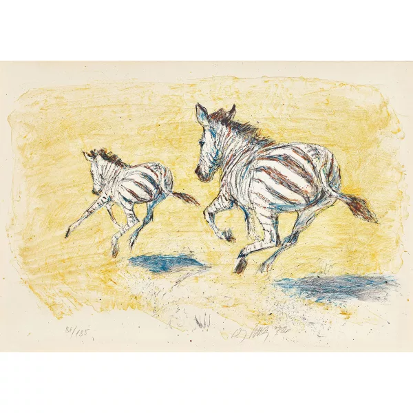 Fritz Hug — Trabende Zebras.