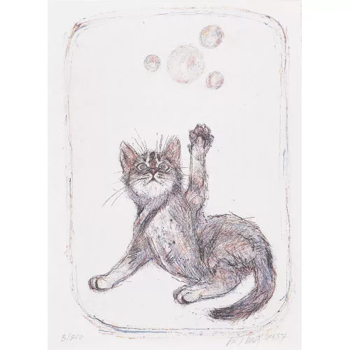 Fritz Hug — "Junge Katze mit vier Blasen".
