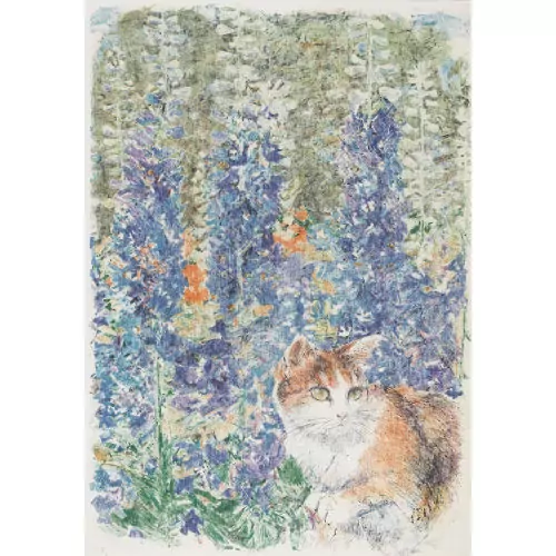 Katze in Blumenwiese