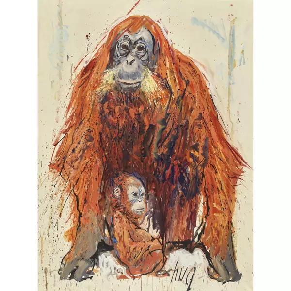 Orang-Utan mit Baby