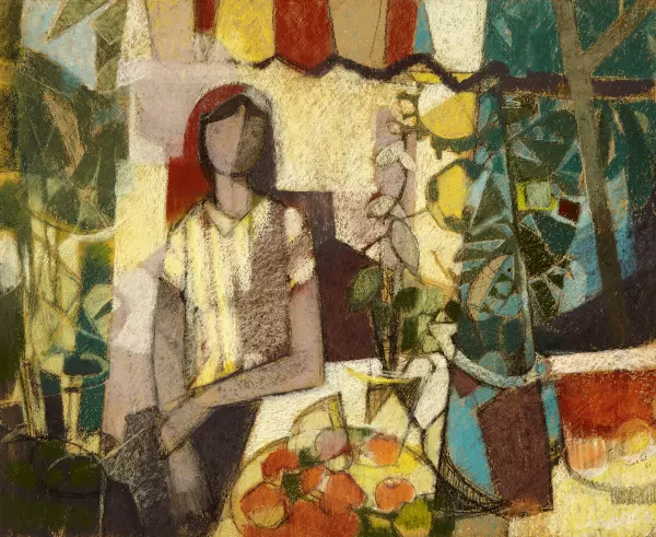 Sitzende Frau