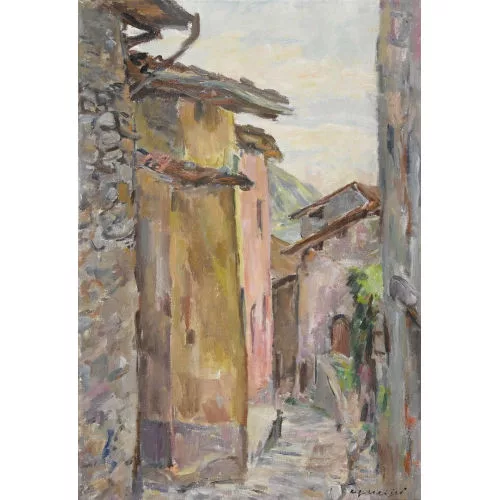 Fritz Meijer — Dorfgasse im Tessin.