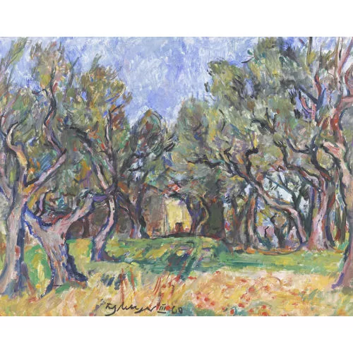 Fritz Meijer — Olivenhain mit einem Haus.