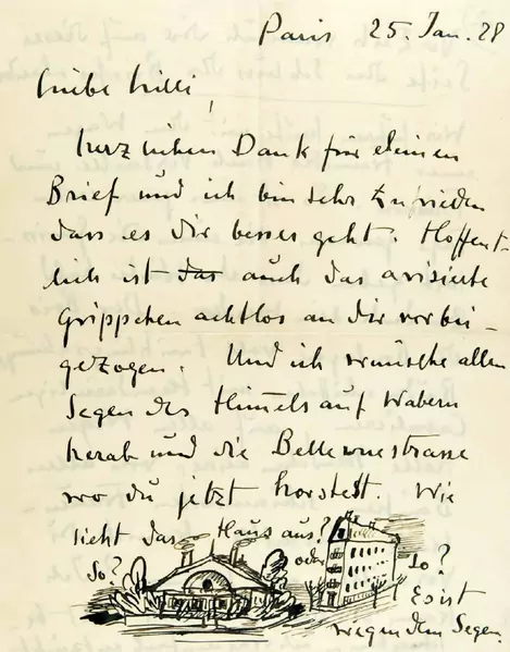 Fritz Pauli — 3 eigenhändige Briefe mit Unterschrift «F.P.» und «P.», ein Brief mit drei kleinen Zeichnungen im Text. Collioure, Paris und Ascona 19.I.1927–23.V.1933. — Galerie Kornfeld