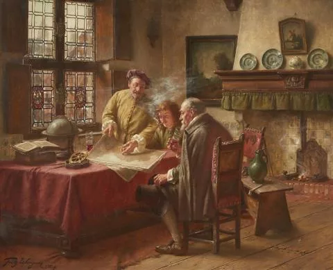 Fritz Wagner — Interieur mit drei Gelehrten