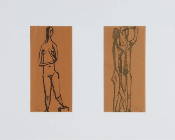 Fritz Wotruba — 2 Zeichnungen: Stehende Akte, 1947
