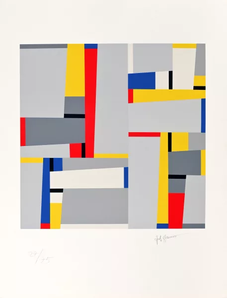 Fritz Glarner — 2 Blätter: Color Drawing for Relational Painting, 1963; Relation, 1966
