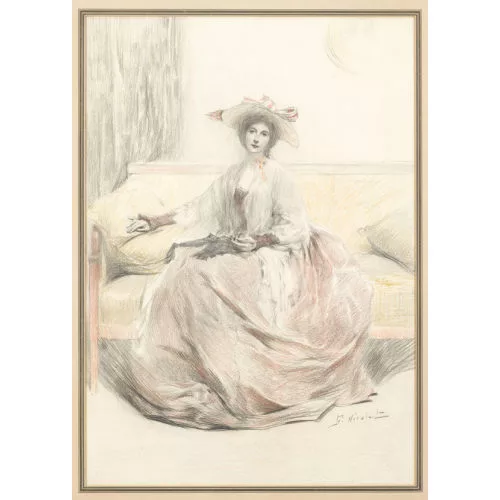 Gabriel-Emile-Edouard Nicolet — Sitzende Dame auf einem Sofa.