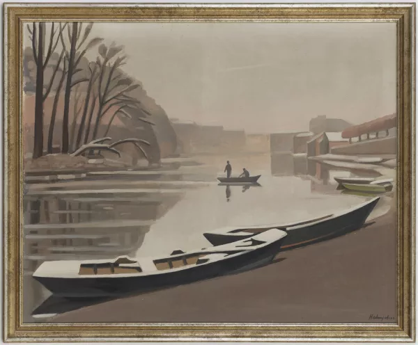 Gabriel Haberjahn — Barques amarrées enneigées,