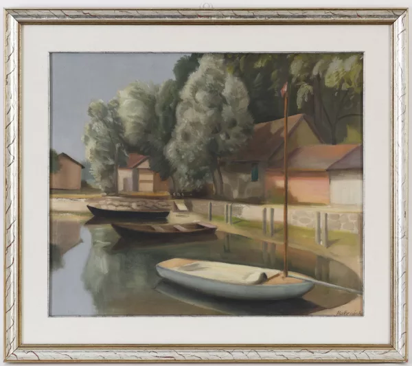 Gabriel Haberjahn — Barques amarrées, Le Rhône,