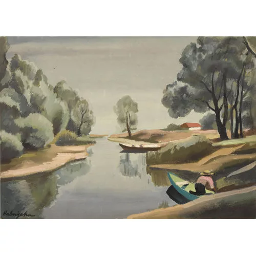 Gabriel Haberjahn — Pecheur au bord de la Thielle.