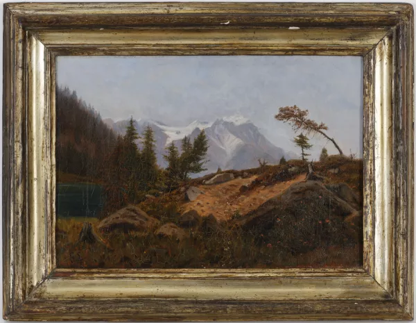 Gabriel Loppé — Lac de montagne, vue sur le massif du Mont-Blanc