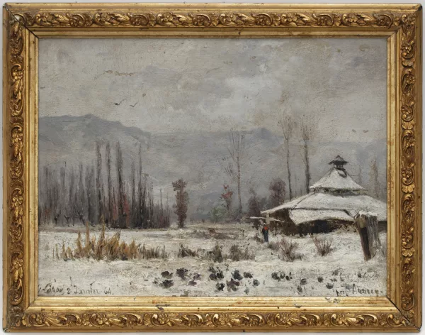 Gabriel Loppé — Campagne enneigée près d'Annecy