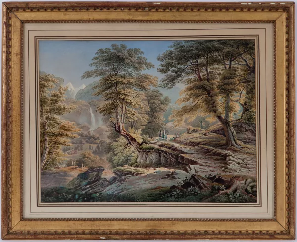 GABRIEL LORY — Paysage animé dans la vallée de Lauterbrunnen