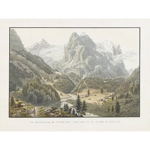 GABRIEL LORY — "Vue des montagnes de Wetter=Horn, Well=Horn et du...".