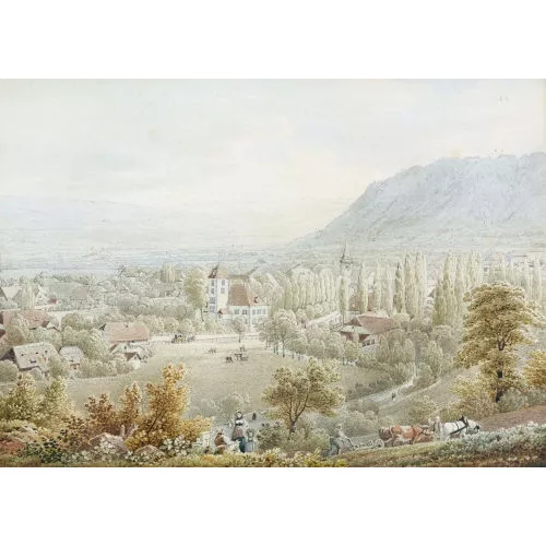 GABRIEL LORY — Ansicht von Belp mit Schloss und Kirche.