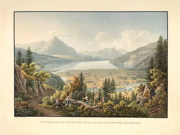 Gabriel Lory fils — Vue sur le Lac de Thoune prise de la Colline du Rugen près d’Interlaken — Galerie Kornfeld