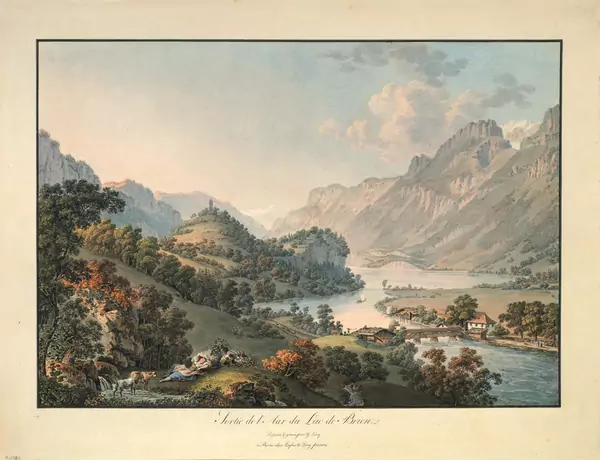 Gabriel Lory père — Sortie de l’Aar du Lac de Brienz/Dessiné & gravé par G. Lory/à Berne chez Lafon & Lory Peintres — Galerie Kornfeld