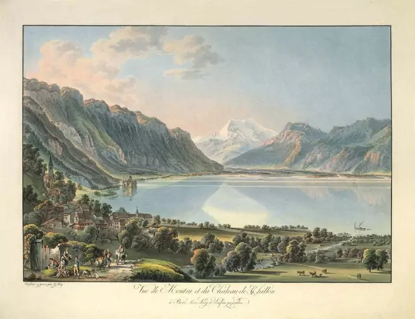Gabriel Lory père — Vue de Moutru (Montreux) et du Chateau de Chillon/ à Berne chez Lory et Lafon Peintres — Galerie Kornfeld