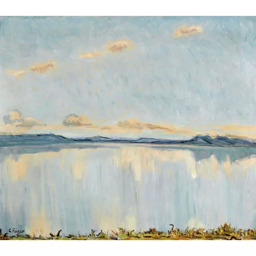 Geiger, Ernst Samuel — Blick auf den stillen Bielersee.
