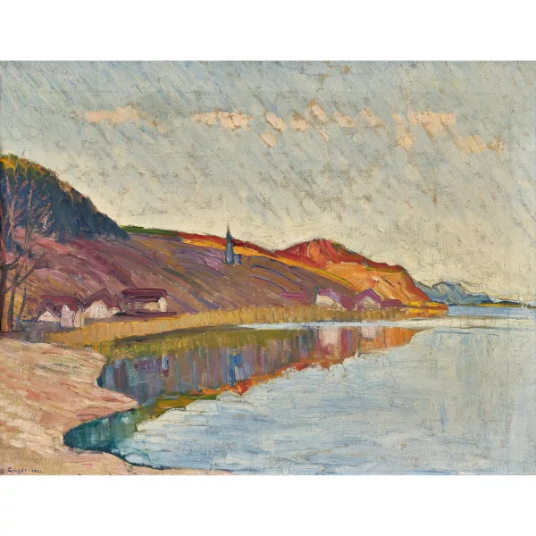 Geiger, Ernst Samuel — Herbstliches Bielerseeufer mit Ligerz.