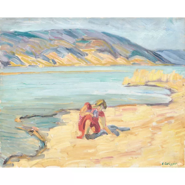 Geiger, Ernst Samuel — Mädchen am Strand des Bielersees.