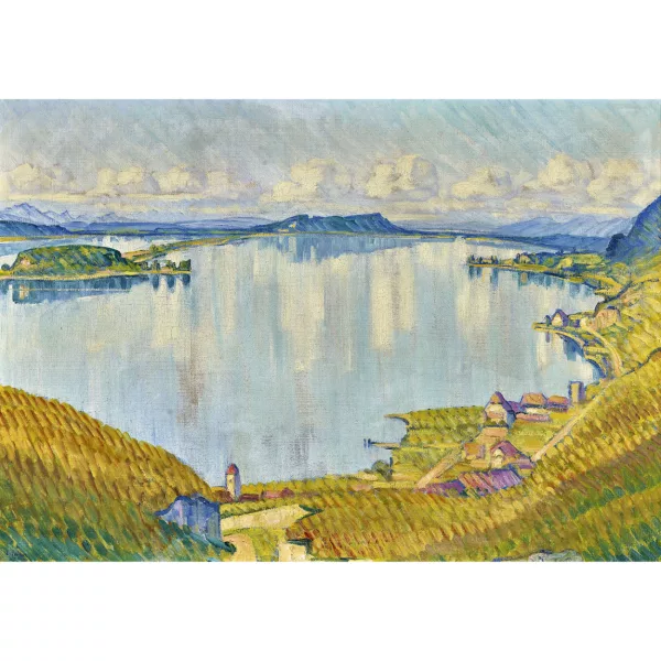 Geiger, Ernst Samuel — Ansicht des Bielersees mit Twann und St. Petersinsel.