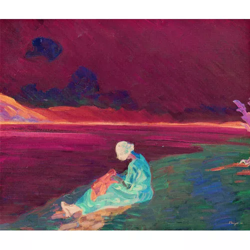 Geiger, Ernst Samuel — Sitzende Frau am Bielersee.