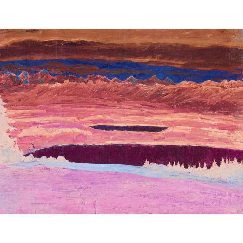 Geiger, Ernst Samuel — Alpenpanorama mit Neuenburgersee und Murtensee.