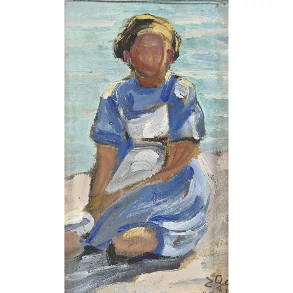 Geiger, Ernst Samuel — Sitzendes Mädchen am Strand.